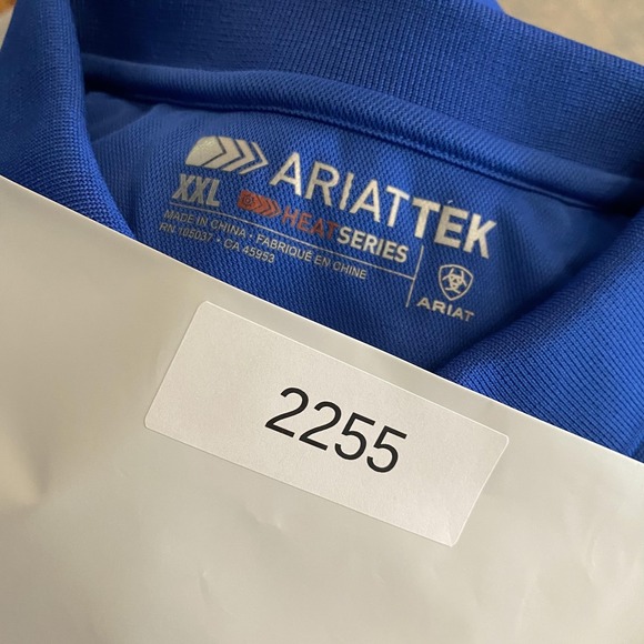 Ariat Polo Shirt Mens 2XL Blue AriatTEK Heat Series Performance Golf Stretch - Picture 11 of 11